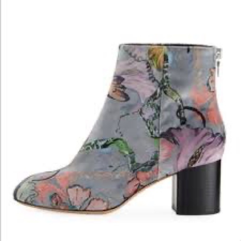 Grey Floral Velvet Drea Booties View 4